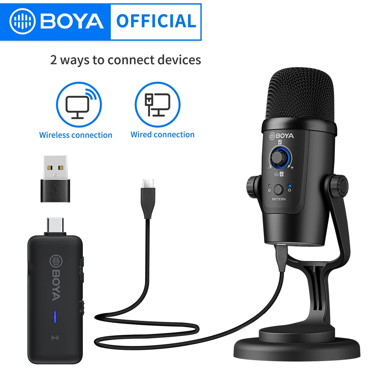 BOYA-USB-Condenser-Wireless-Microphone-BY-PM500W-Professional-Mic-for-PC-Laptop-Streaming-Recording-Vocals-Voice